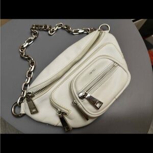 JW PEI Cream Crossbody Bag with Silver Chain
